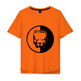 Мужская футболка хлопок Oversize с принтом Хулиган в Новосибирске, 100% хлопок | свободный крой, круглый ворот, “спинка” длиннее передней части | злая собака | питбуль | фан клуб спартака | фк спартак | хулиган
