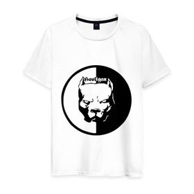 Мужская футболка хлопок с принтом Хулиган в Новосибирске, 100% хлопок | прямой крой, круглый вырез горловины, длина до линии бедер, слегка спущенное плечо. | злая собака | питбуль | фан клуб спартака | фк спартак | хулиган