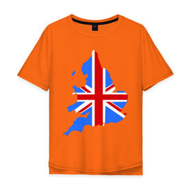 Мужская футболка хлопок Oversize с принтом Карта Англии в Новосибирске, 100% хлопок | свободный крой, круглый ворот, “спинка” длиннее передней части | england | gb | uk | британия | британский флаг | карта англии | флаги