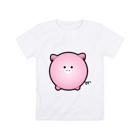 Детская футболка хлопок с принтом Cute Puffy Animals (2) в Новосибирске, 100% хлопок | круглый вырез горловины, полуприлегающий силуэт, длина до линии бедер | cute puffy animals | животные | милые надутые | поросенок | свинка | свинья | хрюн | хрюшка
