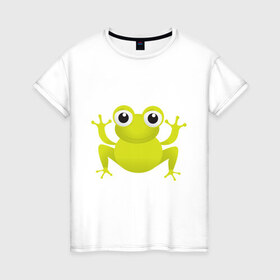 Женская футболка хлопок с принтом Little Frog (1) в Новосибирске, 100% хлопок | прямой крой, круглый вырез горловины, длина до линии бедер, слегка спущенное плечо | frog | лягушка | лягушонок
