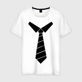 Мужская футболка хлопок с принтом Галстук в Новосибирске, 100% хлопок | прямой крой, круглый вырез горловины, длина до линии бедер, слегка спущенное плечо. | костюм