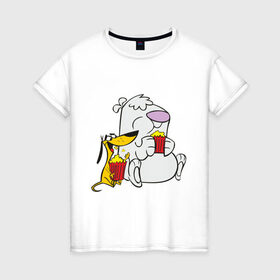 Женская футболка хлопок с принтом Stupid Dog в Новосибирске, 100% хлопок | прямой крой, круглый вырез горловины, длина до линии бедер, слегка спущенное плечо | stupid dog | глупый пес