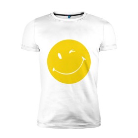 Мужская футболка премиум с принтом Smiles в Новосибирске, 92% хлопок, 8% лайкра | приталенный силуэт, круглый вырез ворота, длина до линии бедра, короткий рукав | smiles | подмигивающий смайлик | смайл | смайлик | улыбающейся смайлик | улыбка