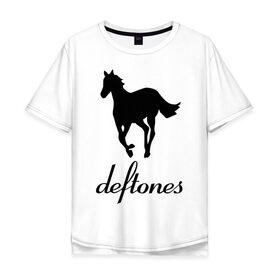 Мужская футболка хлопок Oversize с принтом Deftones (3) в Новосибирске, 100% хлопок | свободный крой, круглый ворот, “спинка” длиннее передней части | дефтонс | лошадь | музыка | рок | эмблема deftones