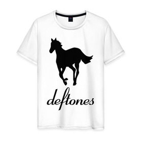 Мужская футболка хлопок с принтом Deftones (3) в Новосибирске, 100% хлопок | прямой крой, круглый вырез горловины, длина до линии бедер, слегка спущенное плечо. | дефтонс | лошадь | музыка | рок | эмблема deftones