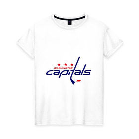 Женская футболка хлопок с принтом Washington Capitals в Новосибирске, 100% хлопок | прямой крой, круглый вырез горловины, длина до линии бедер, слегка спущенное плечо | washington capitals | вашингтон капиталс | лига | нхл | хокей | хоккей