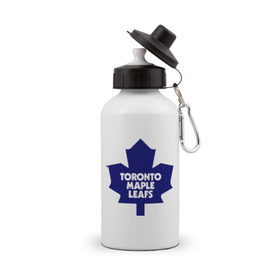 Бутылка спортивная с принтом Toronto Maple Leafs в Новосибирске, металл | емкость — 500 мл, в комплекте две пластиковые крышки и карабин для крепления | Тематика изображения на принте: 
