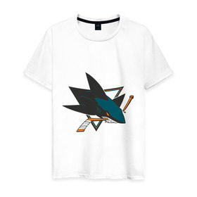 Мужская футболка хлопок с принтом San Jose Sharks в Новосибирске, 100% хлопок | прямой крой, круглый вырез горловины, длина до линии бедер, слегка спущенное плечо. | национальная хоккейная лига | нхл | сан хосе шаркс