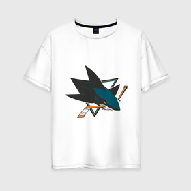 Женская футболка хлопок Oversize с принтом San Jose Sharks в Новосибирске, 100% хлопок | свободный крой, круглый ворот, спущенный рукав, длина до линии бедер
 | национальная хоккейная лига | нхл | сан хосе шаркс