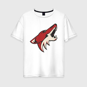 Женская футболка хлопок Oversize с принтом Phoenix Coyotes в Новосибирске, 100% хлопок | свободный крой, круглый ворот, спущенный рукав, длина до линии бедер
 | nhl | phoenix coyotes | нхл | хоккей | хоккейная лига