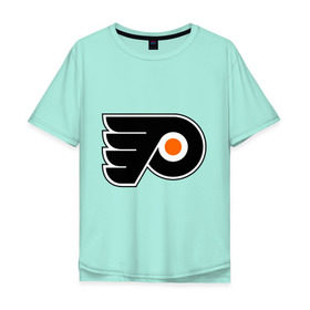 Мужская футболка хлопок Oversize с принтом Philadelphia Flyers в Новосибирске, 100% хлопок | свободный крой, круглый ворот, “спинка” длиннее передней части | Тематика изображения на принте: hockey | nhl | национальная лига | нхл | филадельфия флаерс | хокей | хоккей