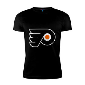 Мужская футболка премиум с принтом Philadelphia Flyers в Новосибирске, 92% хлопок, 8% лайкра | приталенный силуэт, круглый вырез ворота, длина до линии бедра, короткий рукав | hockey | nhl | национальная лига | нхл | филадельфия флаерс | хокей | хоккей