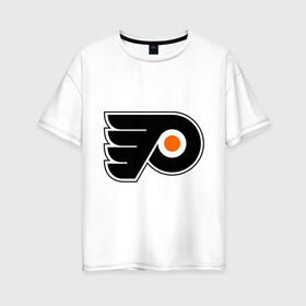 Женская футболка хлопок Oversize с принтом Philadelphia Flyers в Новосибирске, 100% хлопок | свободный крой, круглый ворот, спущенный рукав, длина до линии бедер
 | hockey | nhl | национальная лига | нхл | филадельфия флаерс | хокей | хоккей