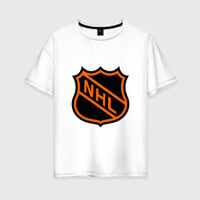 Женская футболка хлопок Oversize с принтом NHL в Новосибирске, 100% хлопок | свободный крой, круглый ворот, спущенный рукав, длина до линии бедер
 | национальная хоккейная лига | нхл