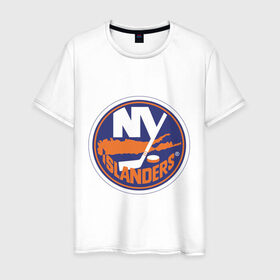 Мужская футболка хлопок с принтом New York Islanders в Новосибирске, 100% хлопок | прямой крой, круглый вырез горловины, длина до линии бедер, слегка спущенное плечо. | new york islanders | nhl | нхл | нью йорк айлендс | нью йорк хоккей | хоккей | хоккейная лига