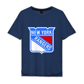 Мужская футболка хлопок Oversize с принтом New York Rangers в Новосибирске, 100% хлопок | свободный крой, круглый ворот, “спинка” длиннее передней части | new york rangers | nhl | национальная хоккейная лига | нью йорк рейнджерс | хоккей | хоккейная лига