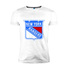 Мужская футболка премиум с принтом New York Rangers в Новосибирске, 92% хлопок, 8% лайкра | приталенный силуэт, круглый вырез ворота, длина до линии бедра, короткий рукав | new york rangers | nhl | национальная хоккейная лига | нью йорк рейнджерс | хоккей | хоккейная лига