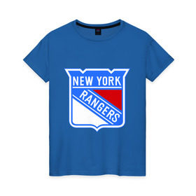 Женская футболка хлопок с принтом New York Rangers в Новосибирске, 100% хлопок | прямой крой, круглый вырез горловины, длина до линии бедер, слегка спущенное плечо | new york rangers | nhl | национальная хоккейная лига | нью йорк рейнджерс | хоккей | хоккейная лига