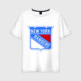 Женская футболка хлопок Oversize с принтом New York Rangers в Новосибирске, 100% хлопок | свободный крой, круглый ворот, спущенный рукав, длина до линии бедер
 | new york rangers | nhl | национальная хоккейная лига | нью йорк рейнджерс | хоккей | хоккейная лига