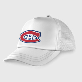 Детская кепка тракер с принтом Montreal Canadiens в Новосибирске, Козырек - 100% хлопок. Кепка - 100% полиэстер, Задняя часть - сетка | универсальный размер, пластиковая застёжка | montreal canadiens | канадская хоккейная лига | монтреал | нхл | хокей | хоккей