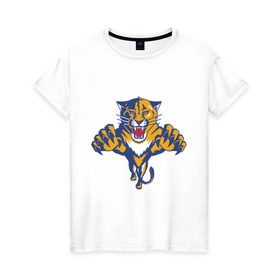 Женская футболка хлопок с принтом Florida Panthers в Новосибирске, 100% хлопок | прямой крой, круглый вырез горловины, длина до линии бедер, слегка спущенное плечо | florida panthers | nhl | нхл | флорида пантерс | хоккей | хоккейная лига
