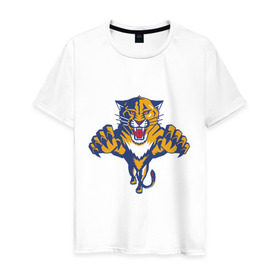 Мужская футболка хлопок с принтом Florida Panthers в Новосибирске, 100% хлопок | прямой крой, круглый вырез горловины, длина до линии бедер, слегка спущенное плечо. | florida panthers | nhl | нхл | флорида пантерс | хоккей | хоккейная лига