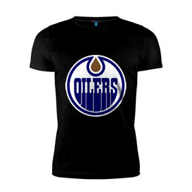 Мужская футболка премиум с принтом Edmonton Oilers в Новосибирске, 92% хлопок, 8% лайкра | приталенный силуэт, круглый вырез ворота, длина до линии бедра, короткий рукав | edmonton oilers | nhl | нхл | хокей | хоккей | эдмонтон ойлерс