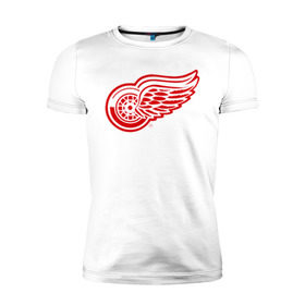 Мужская футболка премиум с принтом Detroit Red Wings в Новосибирске, 92% хлопок, 8% лайкра | приталенный силуэт, круглый вырез ворота, длина до линии бедра, короткий рукав | hockey | nhl | лига | нхл | хокей | хоккей | хоккейная лига