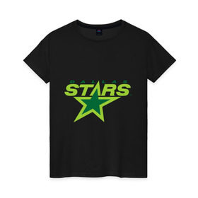 Женская футболка хлопок с принтом Dallas Stars в Новосибирске, 100% хлопок | прямой крой, круглый вырез горловины, длина до линии бедер, слегка спущенное плечо | dallas stars | nhl | даллас старс | нхл | хоккей | хоккейная лига