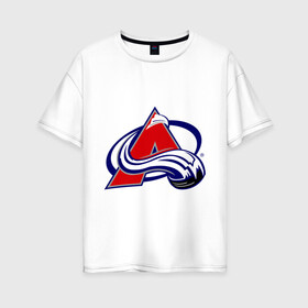 Женская футболка хлопок Oversize с принтом Colorado Avelanche в Новосибирске, 100% хлопок | свободный крой, круглый ворот, спущенный рукав, длина до линии бедер
 | colorado avelanche | hockey | nhl | коларадо | национальная лига | нхл | хокей | хоккей