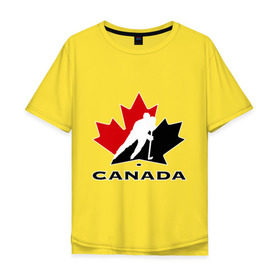 Мужская футболка хлопок Oversize с принтом Canada в Новосибирске, 100% хлопок | свободный крой, круглый ворот, “спинка” длиннее передней части | canada | hockey | nhl | канада | лига | нхл | хокей | хокейнаялига | хоккей | хоккейная лига