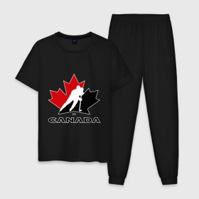 Мужская пижама хлопок с принтом Canada в Новосибирске, 100% хлопок | брюки и футболка прямого кроя, без карманов, на брюках мягкая резинка на поясе и по низу штанин
 | canada | hockey | nhl | канада | лига | нхл | хокей | хокейнаялига | хоккей | хоккейная лига