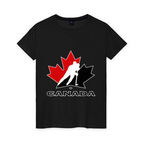 Женская футболка хлопок с принтом Canada в Новосибирске, 100% хлопок | прямой крой, круглый вырез горловины, длина до линии бедер, слегка спущенное плечо | canada | hockey | nhl | канада | лига | нхл | хокей | хокейнаялига | хоккей | хоккейная лига