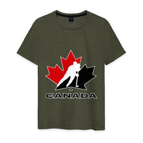 Мужская футболка хлопок с принтом Canada в Новосибирске, 100% хлопок | прямой крой, круглый вырез горловины, длина до линии бедер, слегка спущенное плечо. | canada | hockey | nhl | канада | лига | нхл | хокей | хокейнаялига | хоккей | хоккейная лига
