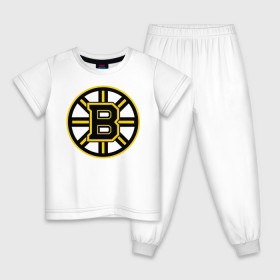 Детская пижама хлопок с принтом Boston Bruins в Новосибирске, 100% хлопок |  брюки и футболка прямого кроя, без карманов, на брюках мягкая резинка на поясе и по низу штанин
 | нхл | хоккейная лига