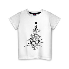 Детская футболка хлопок с принтом Ёлка (2) в Новосибирске, 100% хлопок | круглый вырез горловины, полуприлегающий силуэт, длина до линии бедер | Тематика изображения на принте: new year | ёлка | нг | новогоднее дерево | новый год