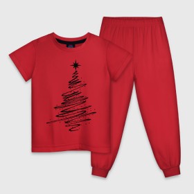 Детская пижама хлопок с принтом Ёлка (2) в Новосибирске, 100% хлопок |  брюки и футболка прямого кроя, без карманов, на брюках мягкая резинка на поясе и по низу штанин
 | Тематика изображения на принте: new year | ёлка | нг | новогоднее дерево | новый год