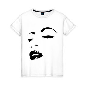 Женская футболка хлопок с принтом Лицо в Новосибирске, 100% хлопок | прямой крой, круглый вырез горловины, длина до линии бедер, слегка спущенное плечо | глаза | губы | девушка | лицо
