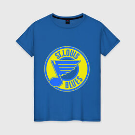 Женская футболка хлопок с принтом St.luis blues в Новосибирске, 100% хлопок | прямой крой, круглый вырез горловины, длина до линии бедер, слегка спущенное плечо | nhl | st.luis blues | лига | национальная лига | нхл | хоккей | хоккейная лига