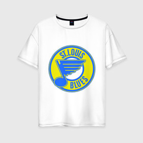 Женская футболка хлопок Oversize с принтом St luis blues в Новосибирске, 100% хлопок | свободный крой, круглый ворот, спущенный рукав, длина до линии бедер
 | nhl | st.luis blues | лига | национальная лига | нхл | хоккей | хоккейная лига