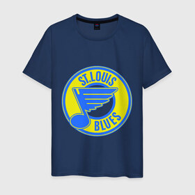 Мужская футболка хлопок с принтом St.luis blues в Новосибирске, 100% хлопок | прямой крой, круглый вырез горловины, длина до линии бедер, слегка спущенное плечо. | nhl | st.luis blues | лига | национальная лига | нхл | хоккей | хоккейная лига