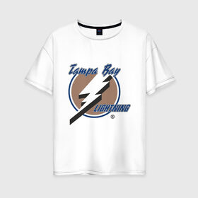 Женская футболка хлопок Oversize с принтом Tampa Bay в Новосибирске, 100% хлопок | свободный крой, круглый ворот, спущенный рукав, длина до линии бедер
 | hockey | nhl | tampa bay | национальная лига | нхл | тампа бэй | хокей | хоккей