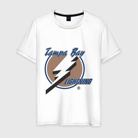 Мужская футболка хлопок с принтом Tampa Bay в Новосибирске, 100% хлопок | прямой крой, круглый вырез горловины, длина до линии бедер, слегка спущенное плечо. | hockey | nhl | tampa bay | национальная лига | нхл | тампа бэй | хокей | хоккей