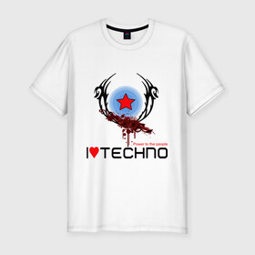 Мужская футболка премиум с принтом I love techno (4) в Новосибирске, 92% хлопок, 8% лайкра | приталенный силуэт, круглый вырез ворота, длина до линии бедра, короткий рукав | love techno | techno | люблю техно | техно | я люблю | я люблю техно