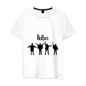Мужская футболка хлопок с принтом The Beatles(3) в Новосибирске, 100% хлопок | прямой крой, круглый вырез горловины, длина до линии бедер, слегка спущенное плечо. | beatles | lennon | битлз | битлс | битлы | леннон