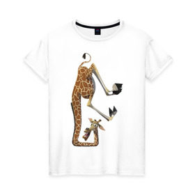 Женская футболка хлопок с принтом Мадагаскар (10) в Новосибирске, 100% хлопок | прямой крой, круглый вырез горловины, длина до линии бедер, слегка спущенное плечо | madagascar | жираф | мадагаскар