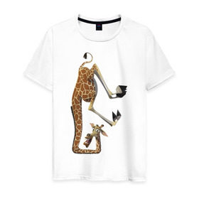 Мужская футболка хлопок с принтом Мадагаскар (10) в Новосибирске, 100% хлопок | прямой крой, круглый вырез горловины, длина до линии бедер, слегка спущенное плечо. | Тематика изображения на принте: madagascar | жираф | мадагаскар