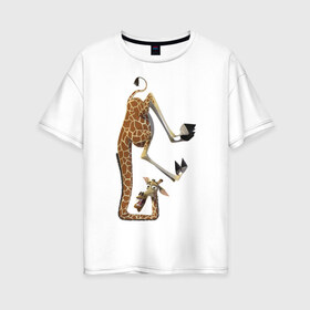 Женская футболка хлопок Oversize с принтом Мадагаскар (10) в Новосибирске, 100% хлопок | свободный крой, круглый ворот, спущенный рукав, длина до линии бедер
 | madagascar | жираф | мадагаскар