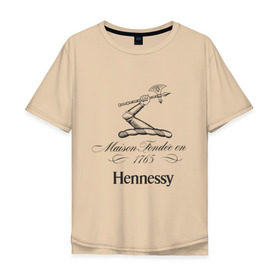 Мужская футболка хлопок Oversize с принтом Hennessy в Новосибирске, 100% хлопок | свободный крой, круглый ворот, “спинка” длиннее передней части | cognac | hennessy | бар | бармен | коньяк | хеннесси